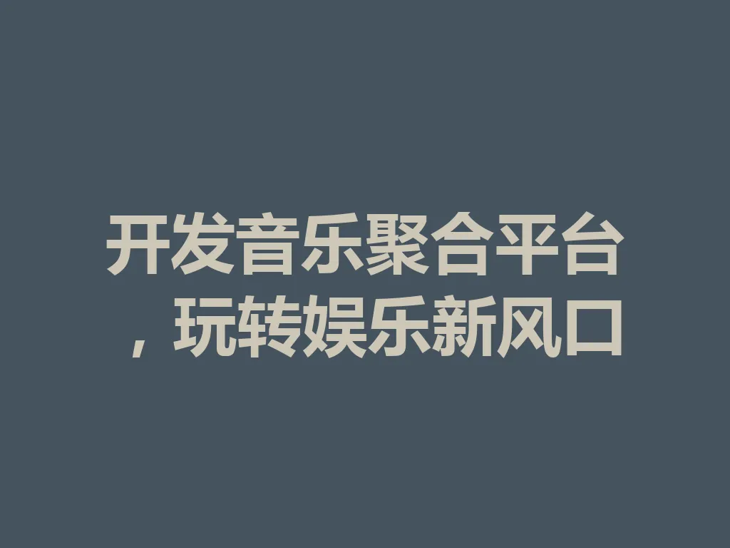 开发音乐聚合平台，玩转娱乐新风口 一