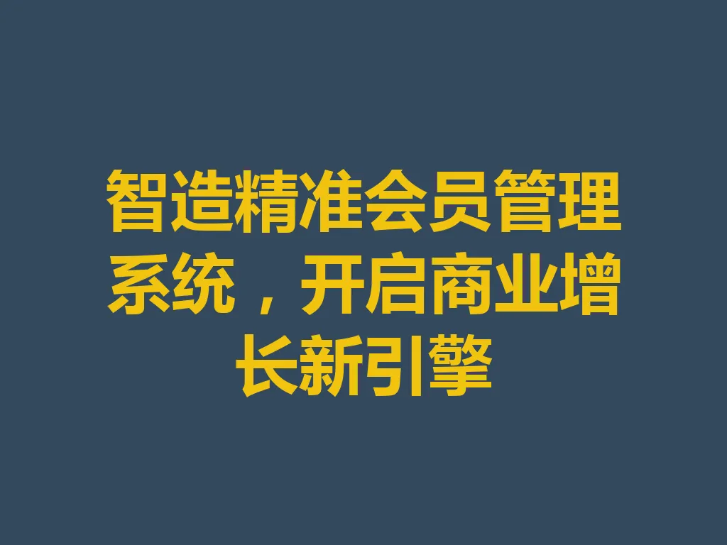 智造精准会员管理系统,开启商业增长新引擎 一