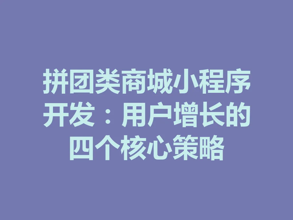拼团类商城小程序开发:用户增长的四个核心策略 一