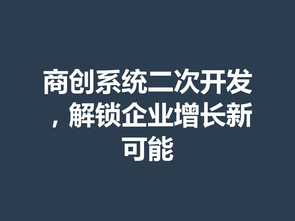 商创系统二次开发，解锁企业增长新可能 一