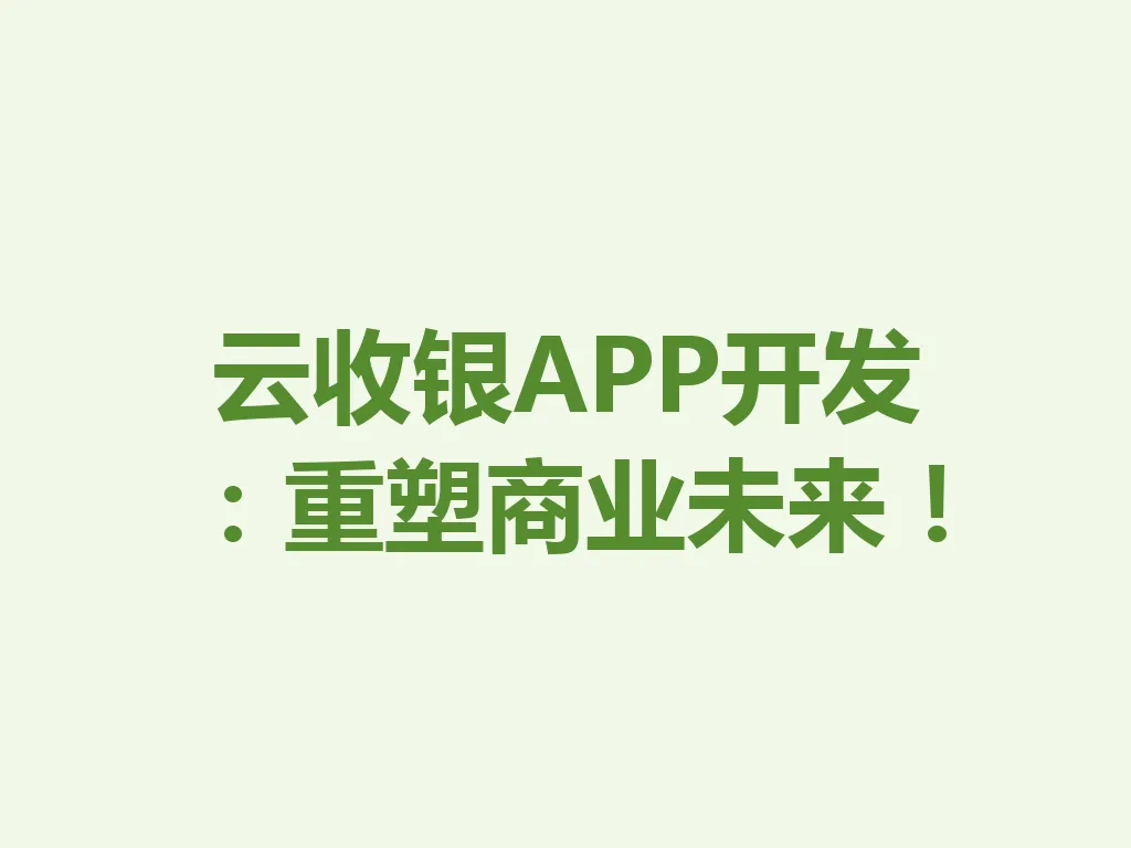 云收银 APP 开发:重塑商业未来!一