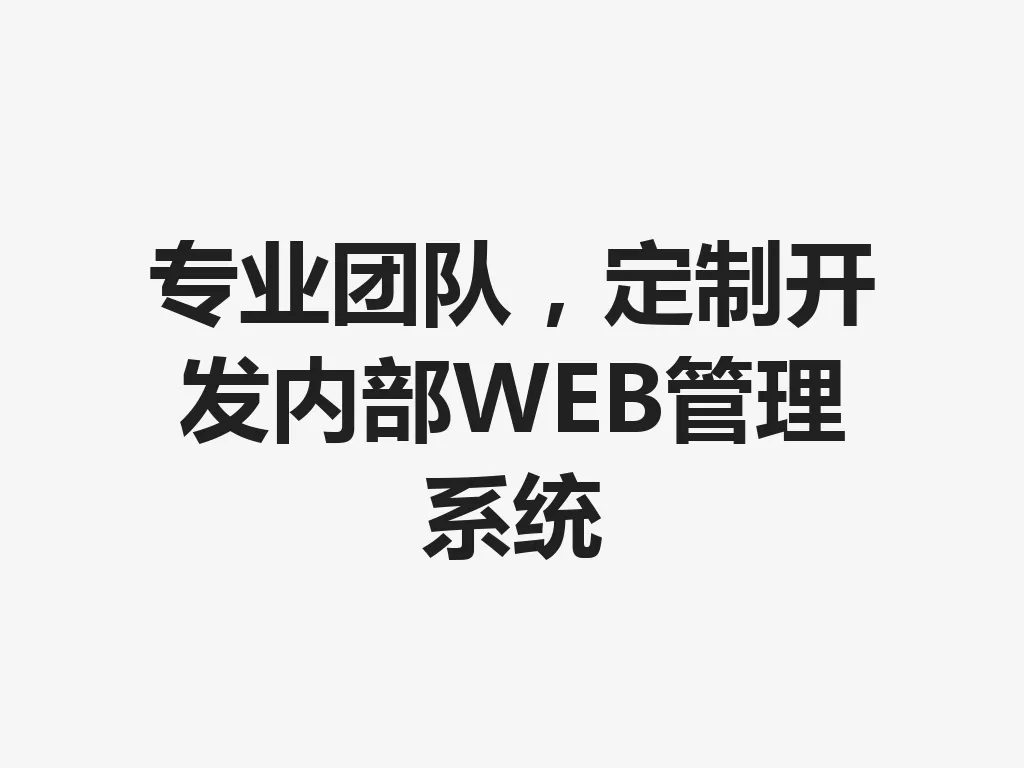 专业团队，定制开发内部 WEB 管理系统 一