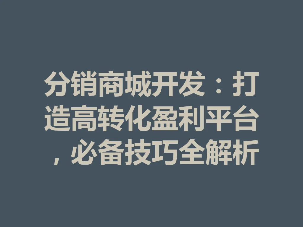 分销商城开发:打造高转化盈利平台,必备技巧全解析 一