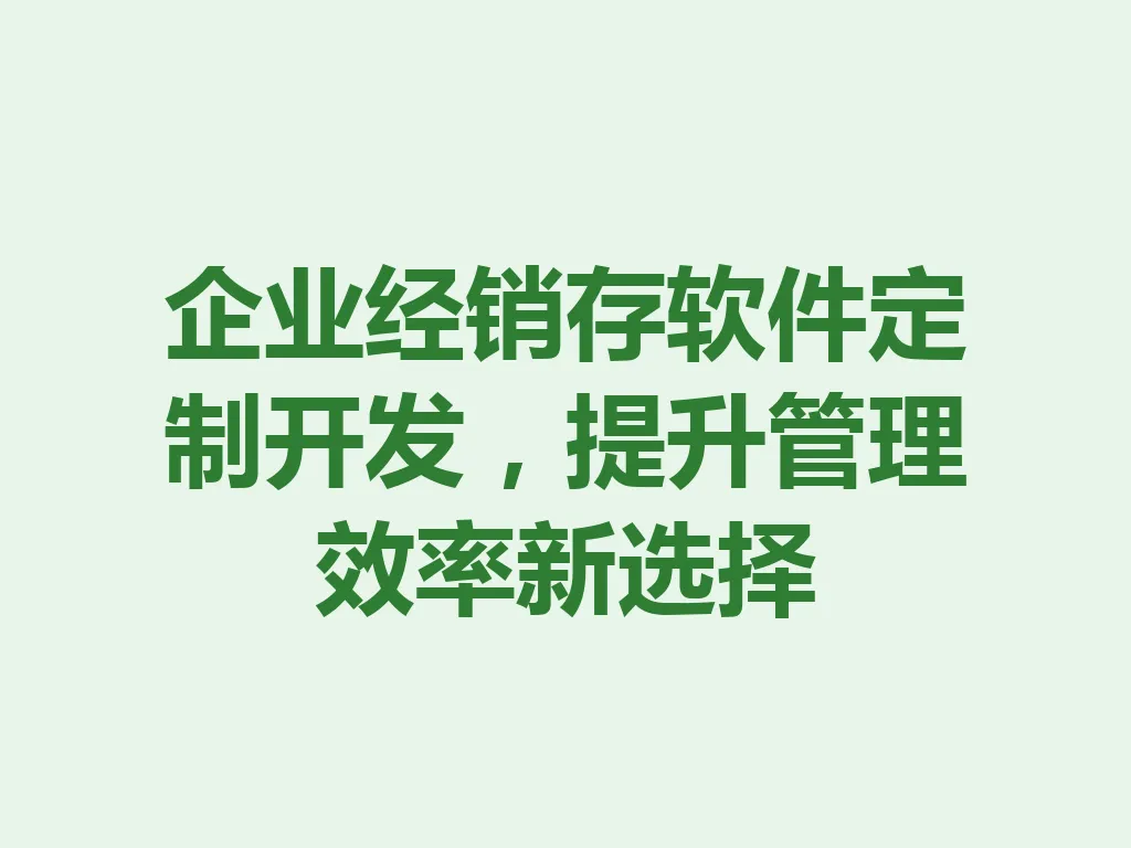 企业经销存软件定制开发,提升管理效率新选择 一